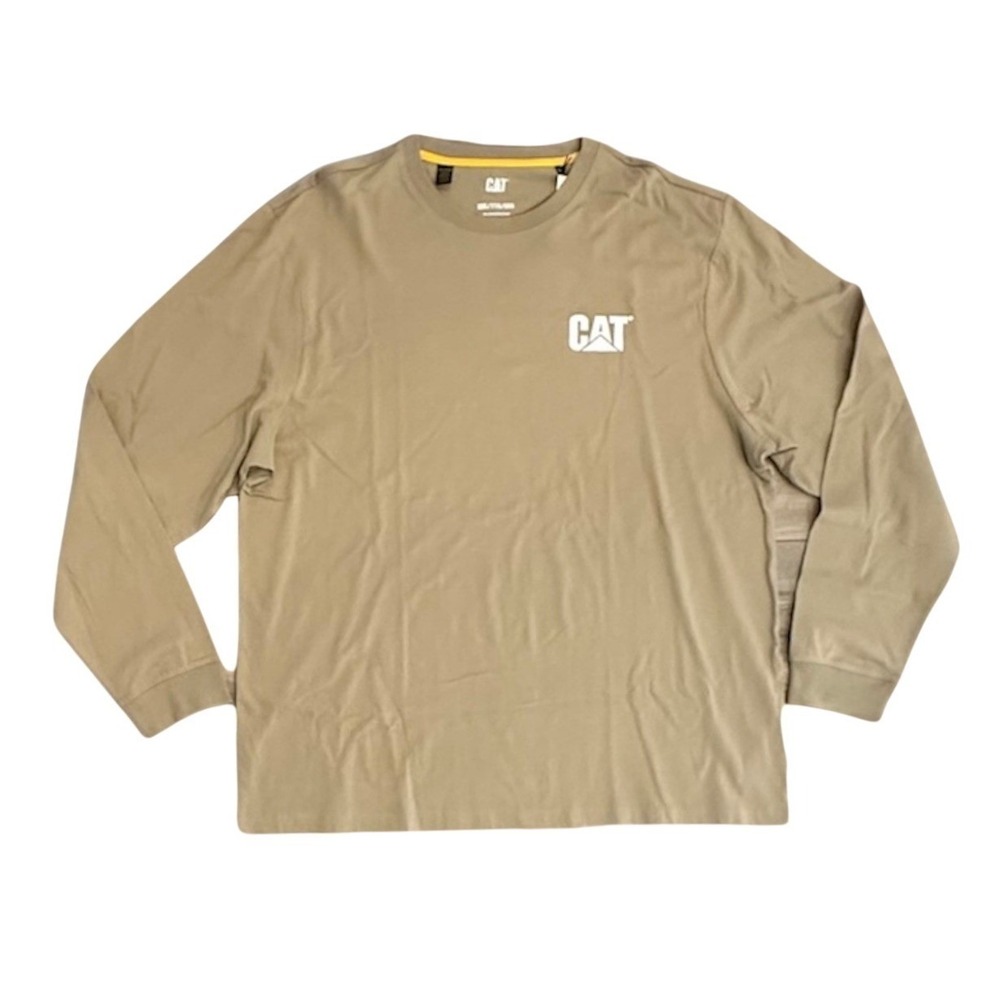 CAT Men's Navanero Logo Long Sleeve Shirt, Color: Dark Sand - XXL NEW